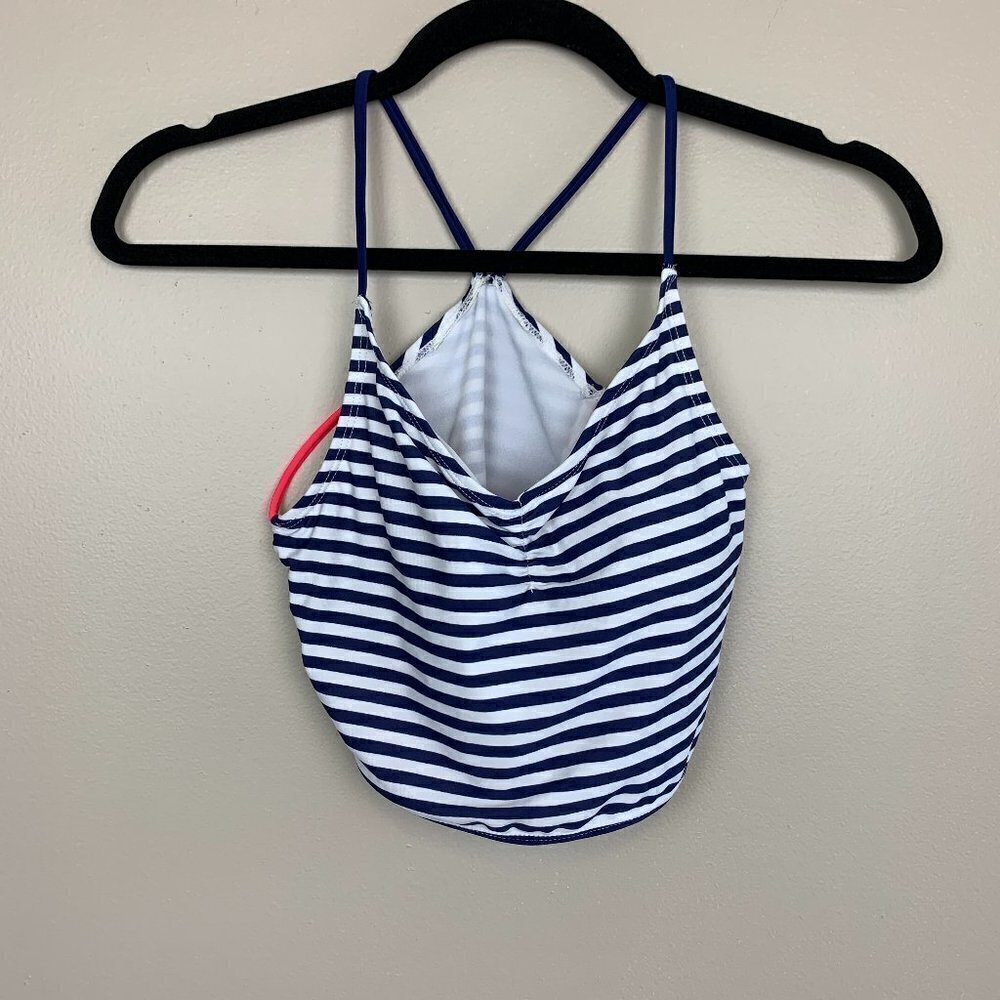 Fabletics Light Support Blue Striped Sports Bra